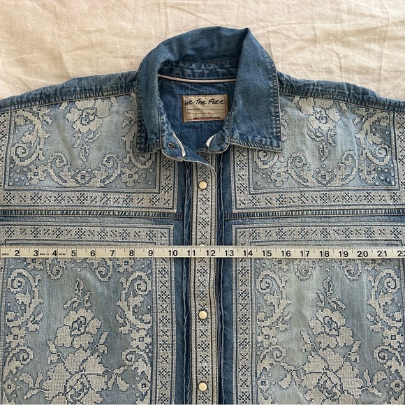 We The Free Denim Blue Patterned Button Down Shirt - Picture 11 of 13